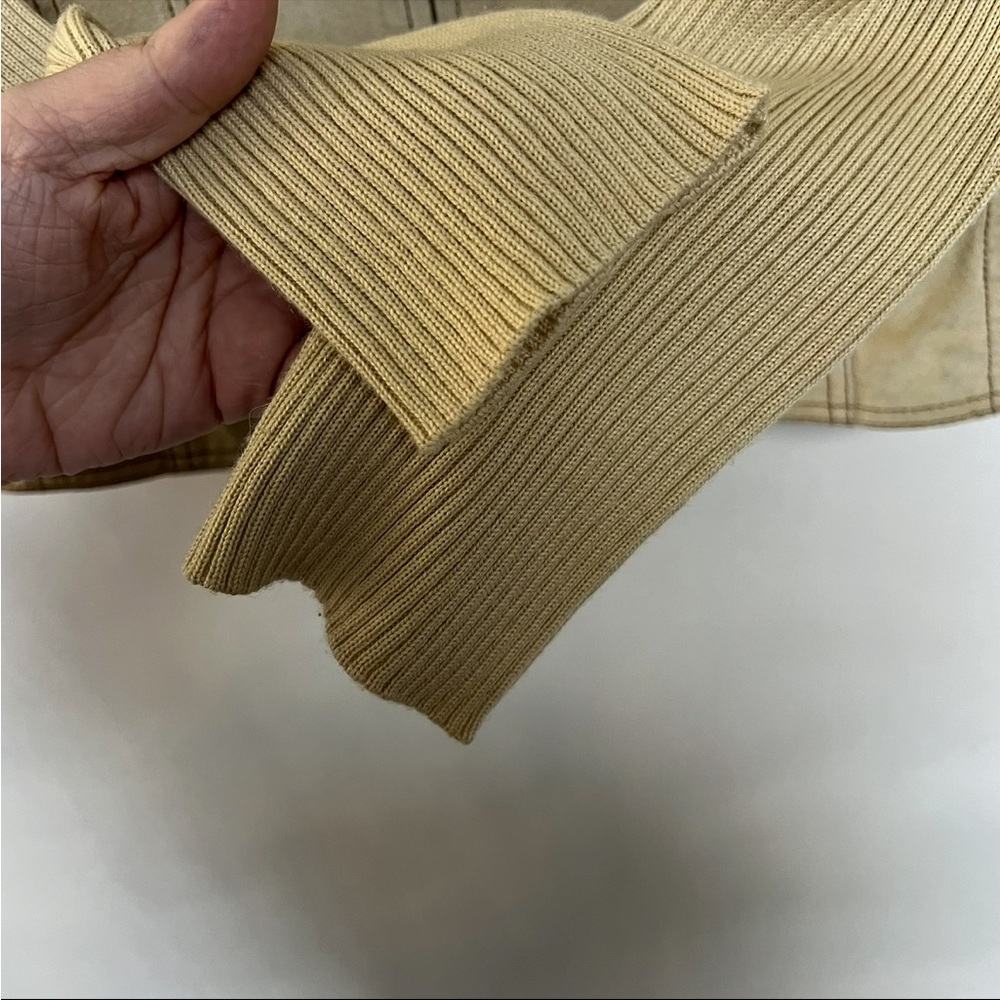 Cold water Creek Tan Genuine Suede Leather Jacket Ribbed Sleeves Beige US 12 - Picture 5 of 8